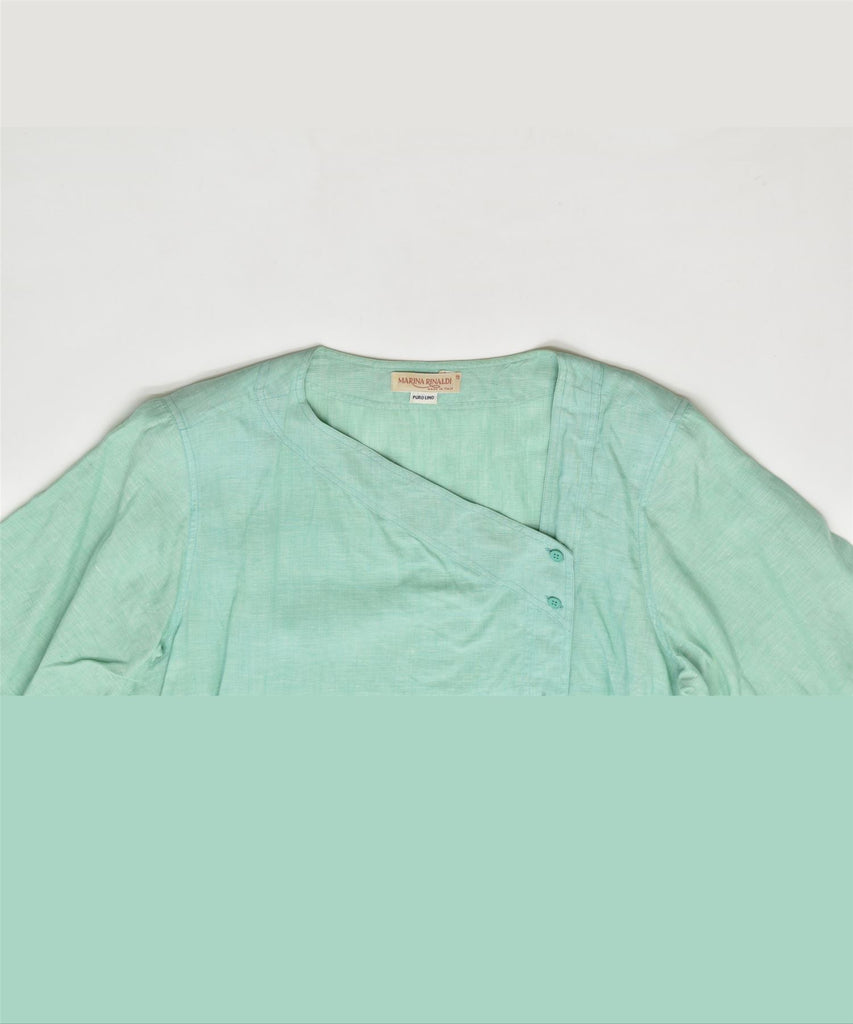 MARINA RINALDI Womens Oversized Shirt Blouse Size 19 Small Green Linen | Vintage | Thrift | Second-Hand | Used Clothing | Messina Hembry 