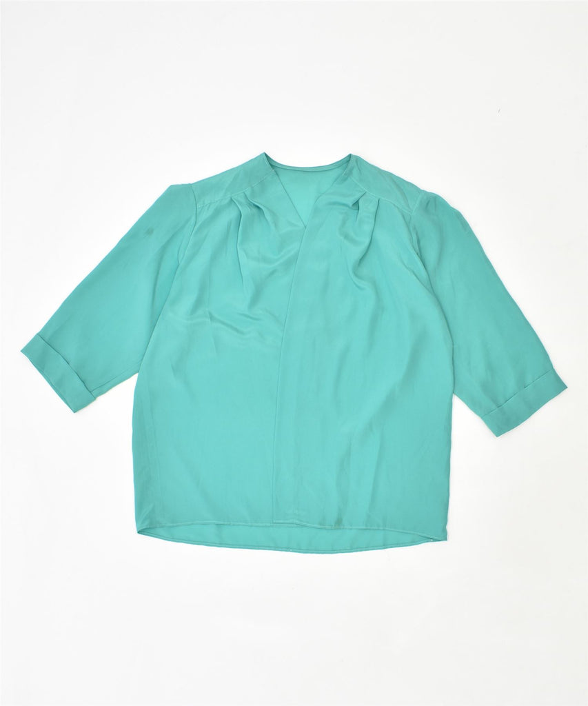 VINTAGE Womens 3/4 Sleeve Blouse Top UK 20 2XL Turquoise | Vintage | Thrift | Second-Hand | Used Clothing | Messina Hembry 