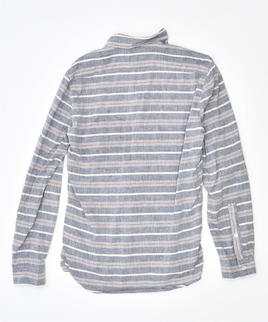 WOOLRICH Mens Shirt Small Grey Striped Linen | Vintage | Thrift | Second-Hand | Used Clothing | Messina Hembry 