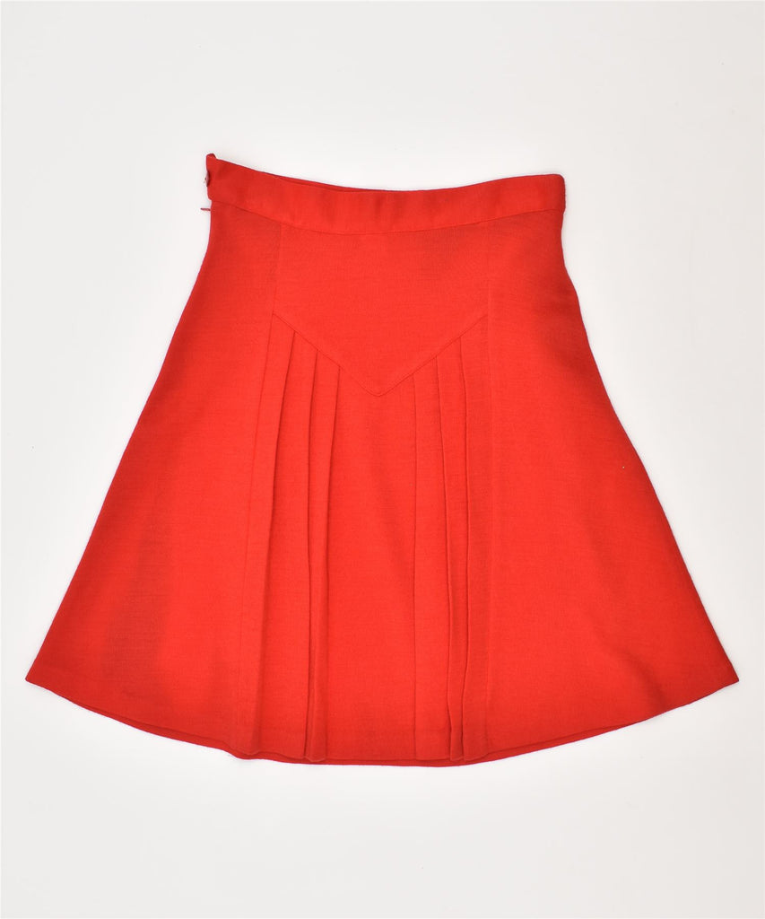 VINTAGE Womens Pleated Skirt IT 42 Medium W26 Red Acrylic | Vintage | Thrift | Second-Hand | Used Clothing | Messina Hembry 