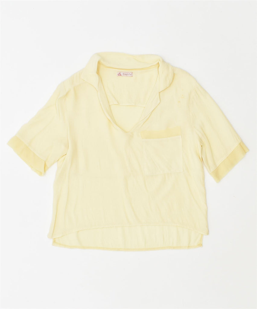 SUSY MIX Womens Short Sleeve Pullover Shirt UK 12 Medium Yellow Vintage | Vintage | Thrift | Second-Hand | Used Clothing | Messina Hembry 