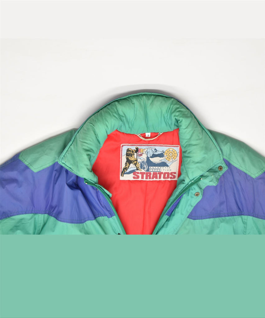 STRATOS Mens Oversized Windbreaker Jacket UK 36 Small Green Polyamide | Vintage | Thrift | Second-Hand | Used Clothing | Messina Hembry 