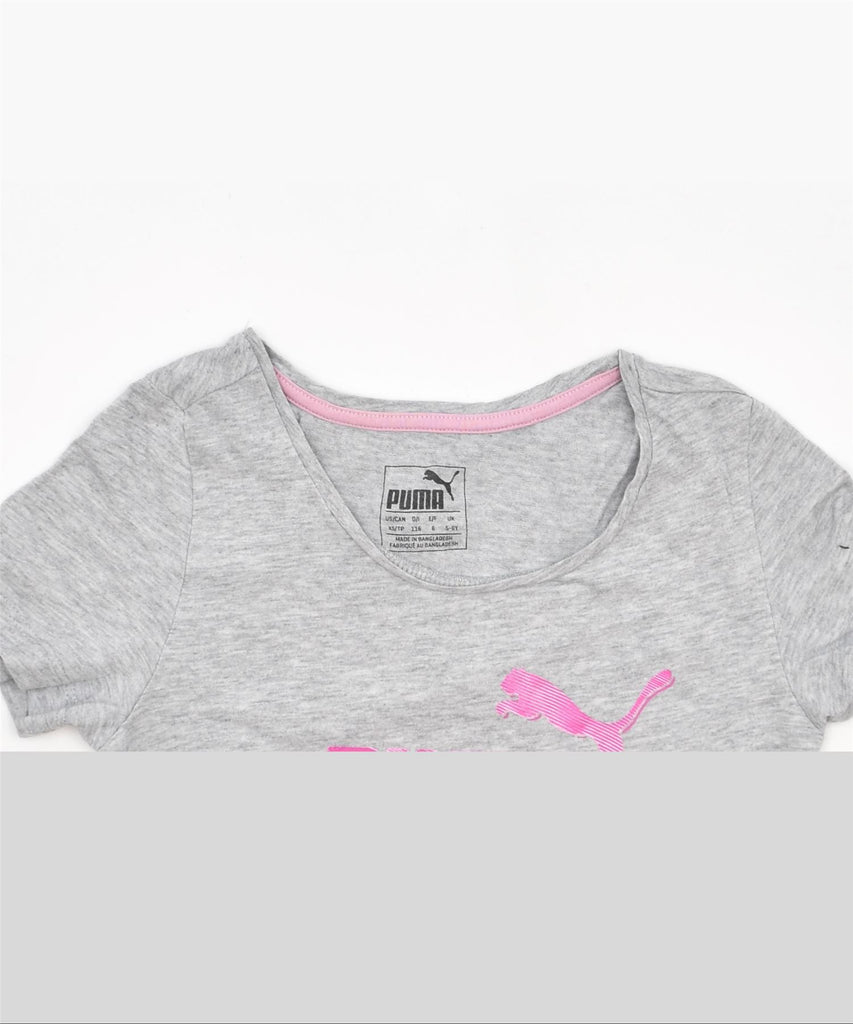 PUMA Girls Graphic T-Shirt Top 5-6 Years XS Grey Cotton | Vintage | Thrift | Second-Hand | Used Clothing | Messina Hembry 