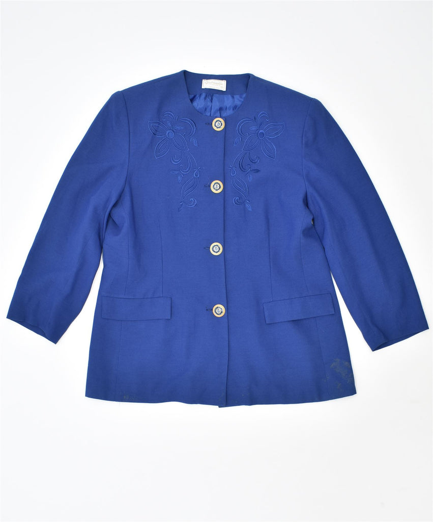 GABRIELLA SALVALAGLIO Womens 4 Button Blazer Jacket IT 50 XL Blue Acetate | Vintage | Thrift | Second-Hand | Used Clothing | Messina Hembry 