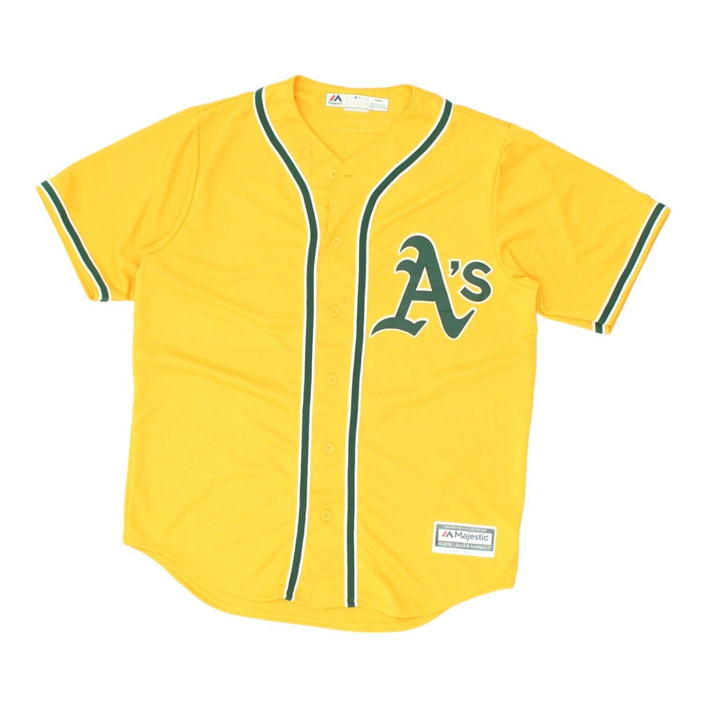 Oakland Athletics Mens Yellow Majestic Baseball Jersey | Vintage MLB Sportswear | Vintage Messina Hembry | Thrift | Second-Hand Messina Hembry | Used Clothing | Messina Hembry 