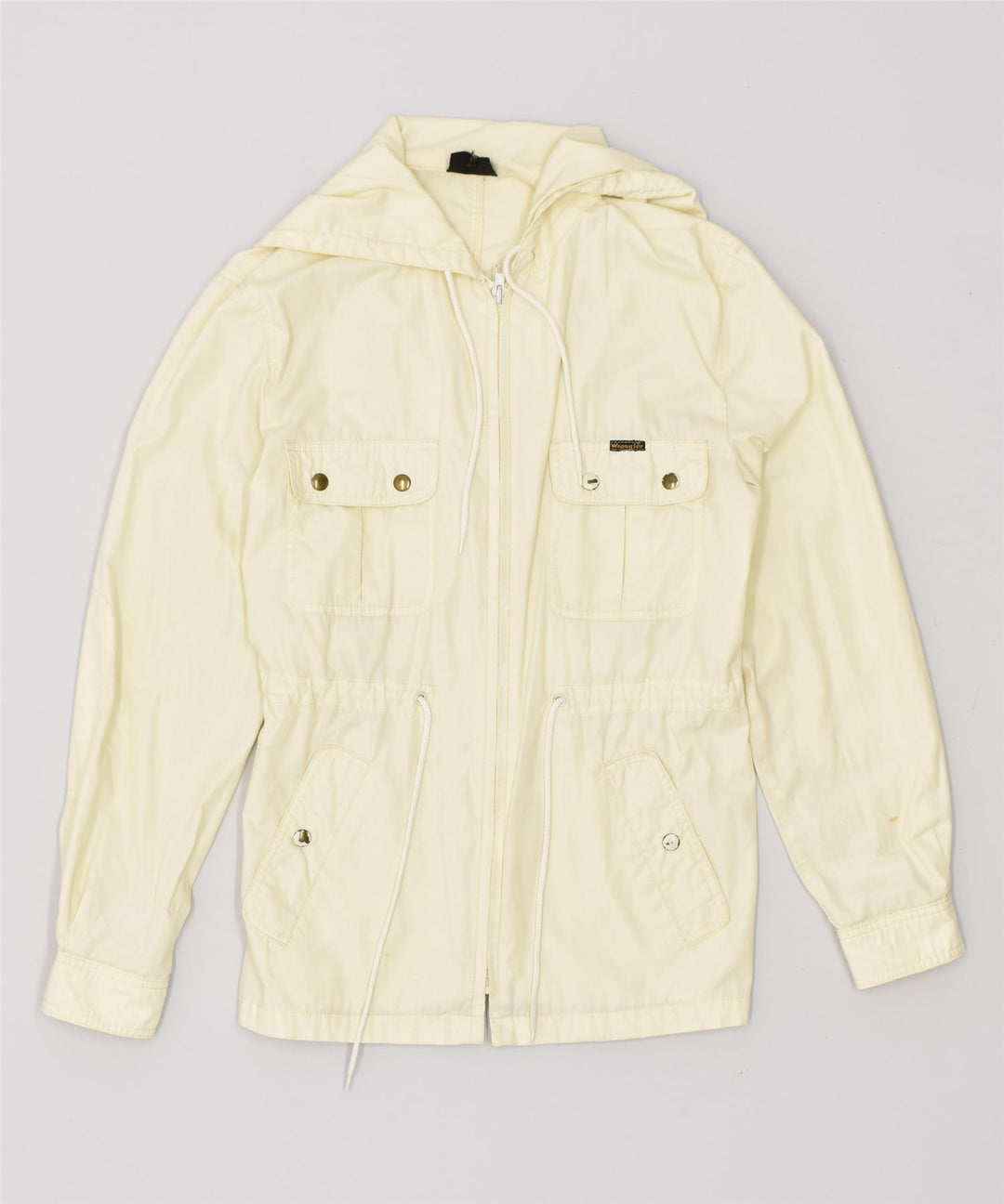 Wrangler Womens Hooded Overcoat EU 42 Large Off White Polyester | Vintage | Thrift | Second-Hand | Used Clothing | Messina Hembry 