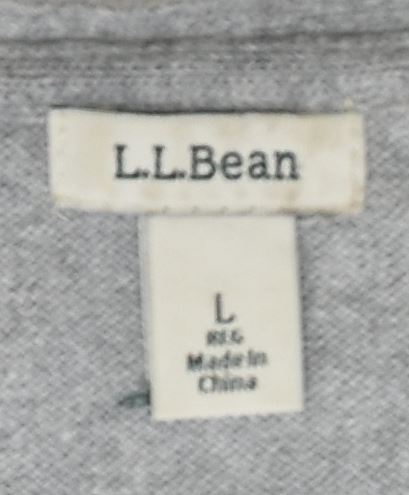 L.L.BEAN Womens V-Neck Jumper Sweater UK 16 Large Grey Cotton | Vintage | Thrift | Second-Hand | Used Clothing | Messina Hembry 