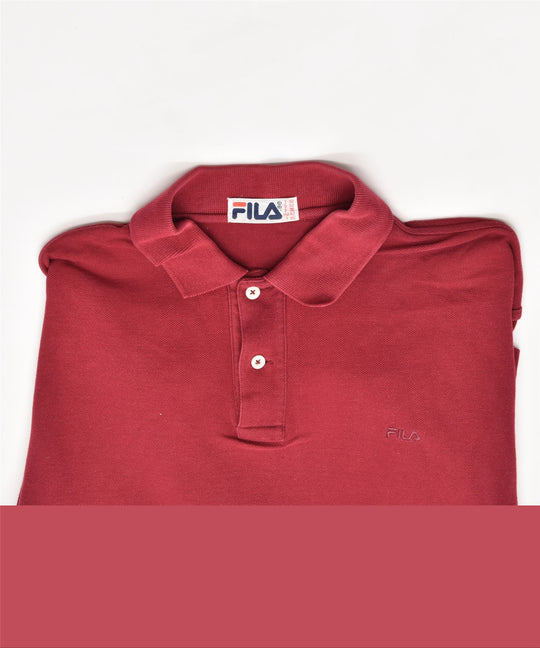 FILA Mens Polo Shirt IT 52 Large Burgundy Vintage Second Hand Clothing Online Messina Hembry