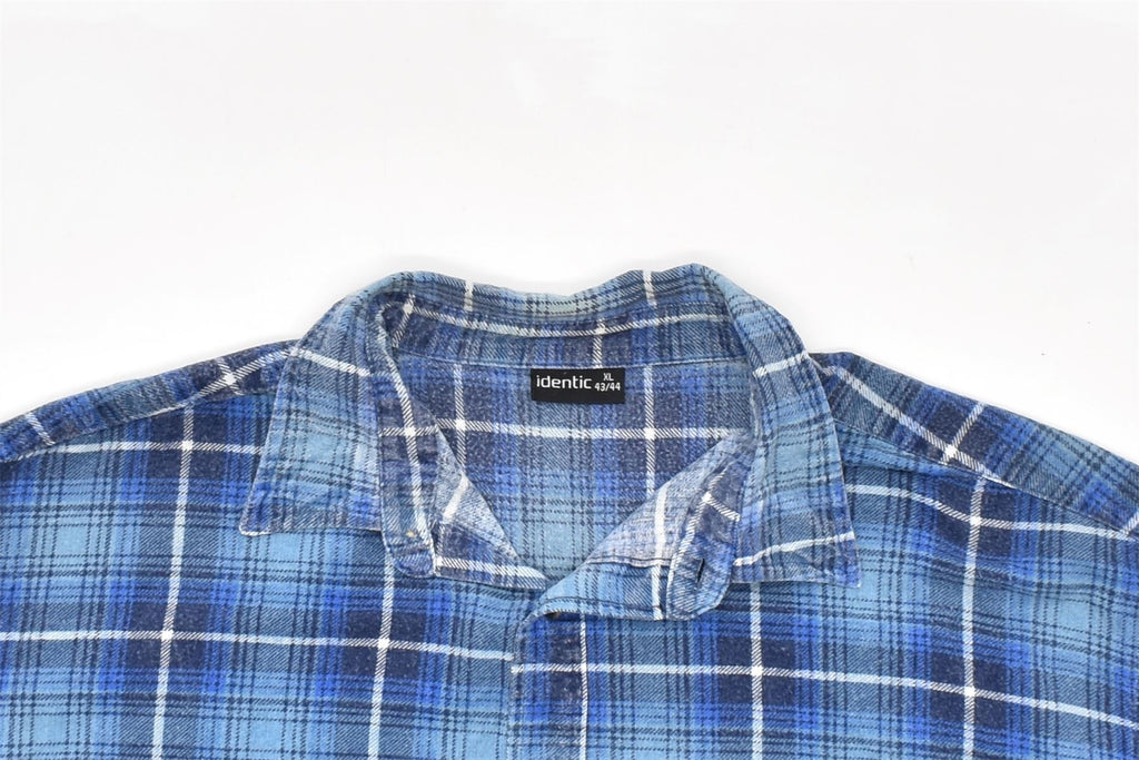 IDENTIC Mens Shirt XL Blue Check Cotton | Vintage | Thrift | Second-Hand | Used Clothing | Messina Hembry 