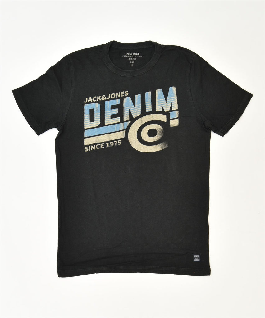 JACK & JONES Mens Graphic T-Shirt Top Small Black Cotton Classic | Vintage | Thrift | Second-Hand | Used Clothing | Messina Hembry 