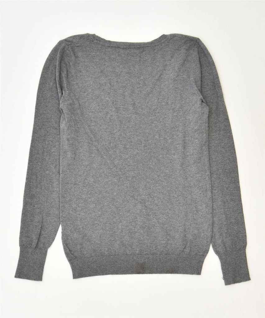 BENETTON Womens Boat Neck Jumper Sweater UK 6 XS Grey Cotton Classic | Vintage | Thrift | Second-Hand | Used Clothing | Messina Hembry 