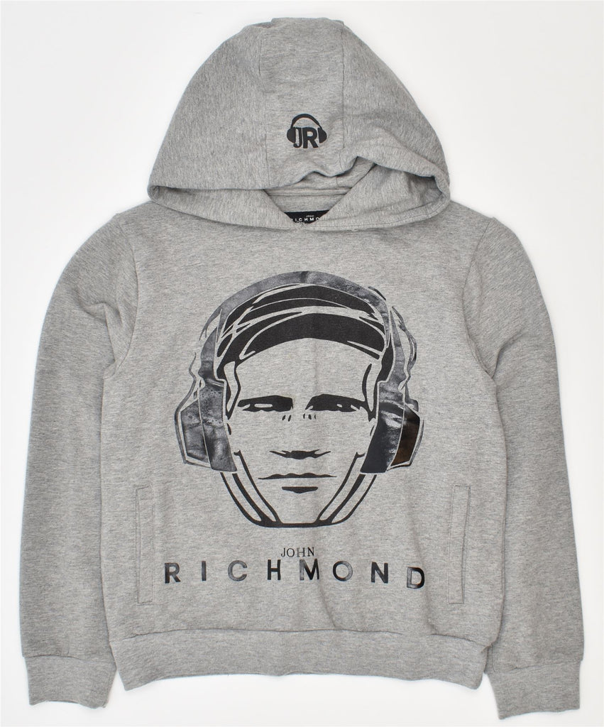 RICHMOND Girls Graphic Hoodie Jumper 11-12 Years Grey Cotton | Vintage | Thrift | Second-Hand | Used Clothing | Messina Hembry 