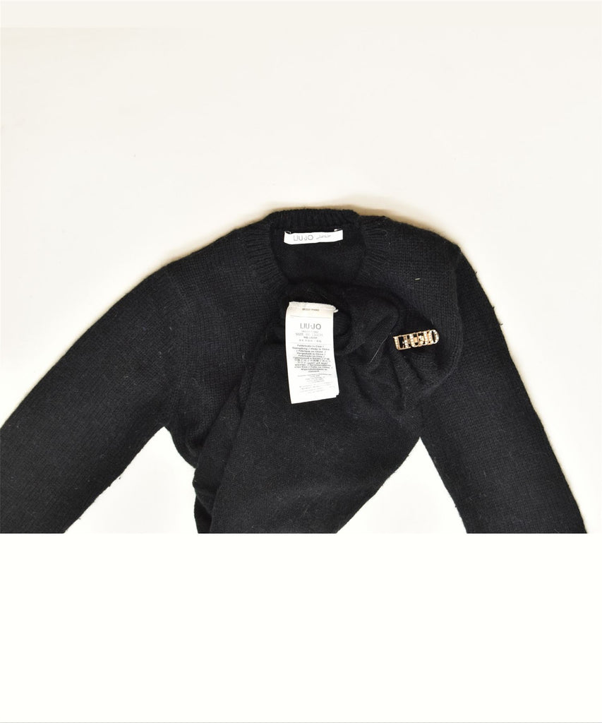 LIU JO Girls Crew Neck Jumper Sweater 7-8 Years Black Acrylic Classic | Vintage | Thrift | Second-Hand | Used Clothing | Messina Hembry 