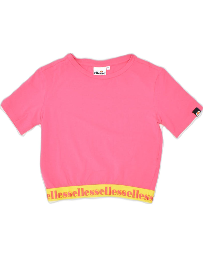 ELLESSE Womens Crop Top UK 6 XS Pink Cotton | Vintage | Thrift | Second-Hand | Used Clothing | Messina Hembry 