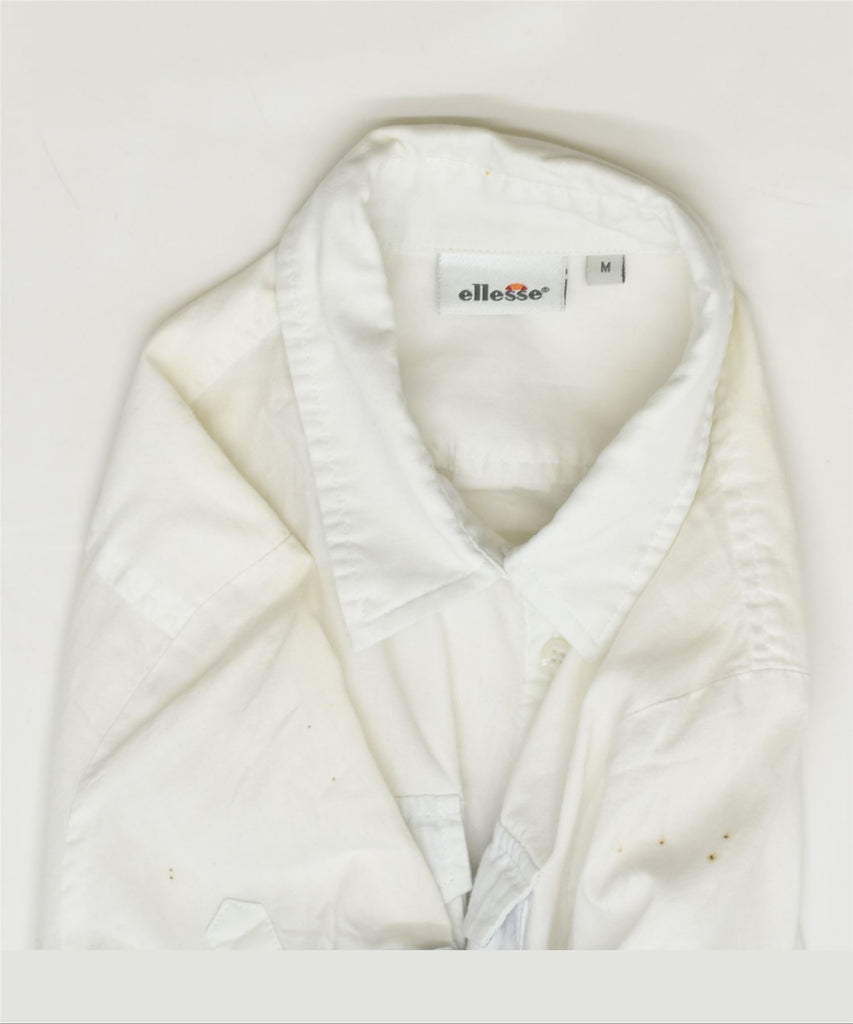 ELLESSE Womens Short Sleeve Shirt UK 12 Medium White Cotton | Vintage | Thrift | Second-Hand | Used Clothing | Messina Hembry 