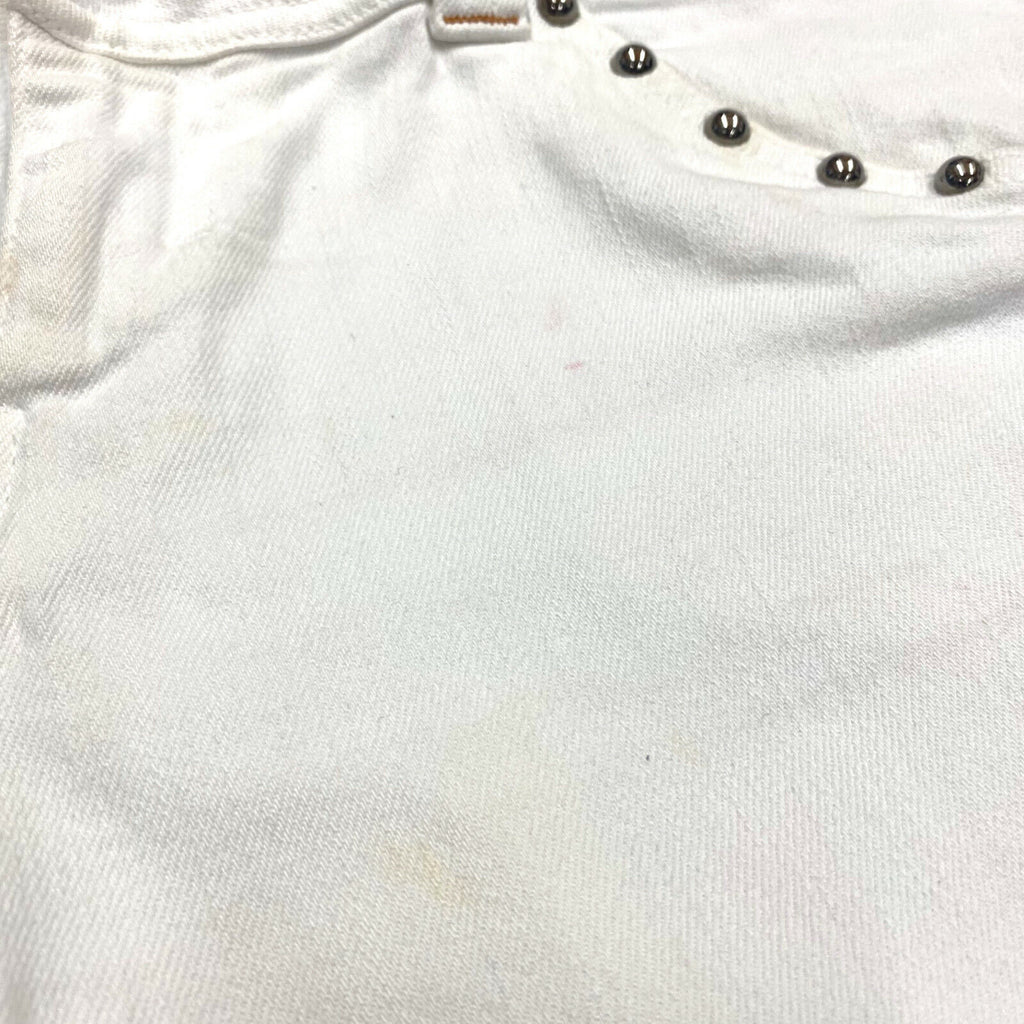 Jacob Cohen Women's Studded Jeans | Vintage Designer White Denim Trousers W37 | Vintage Messina Hembry | Thrift | Second-Hand Messina Hembry | Used Clothing | Messina Hembry 