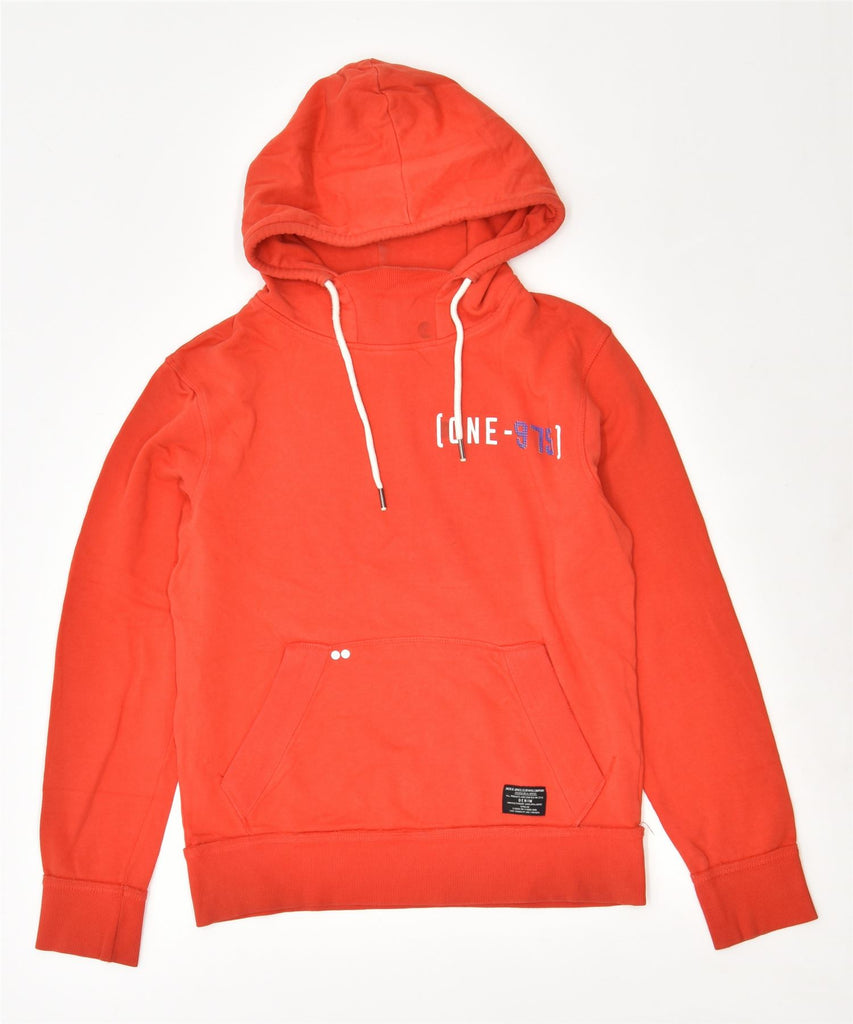 JACK & JONES Mens Graphic Hoodie Jumper Medium Orange Cotton | Vintage | Thrift | Second-Hand | Used Clothing | Messina Hembry 