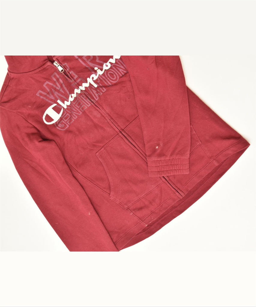 CHAMPION Boys Graphic Zip Hoodie Sweater 9-10 Years Medium Maroon Sports | Vintage | Thrift | Second-Hand | Used Clothing | Messina Hembry 