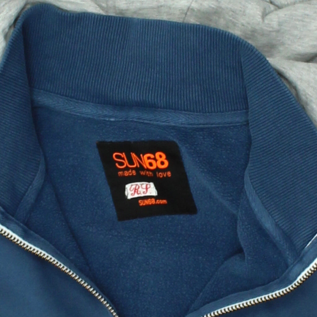 Sun68 Mens Blue Full Zip High Neck Hoodie | Vintage Sportswear Designer Hoody | Vintage Messina Hembry | Thrift | Second-Hand Messina Hembry | Used Clothing | Messina Hembry 