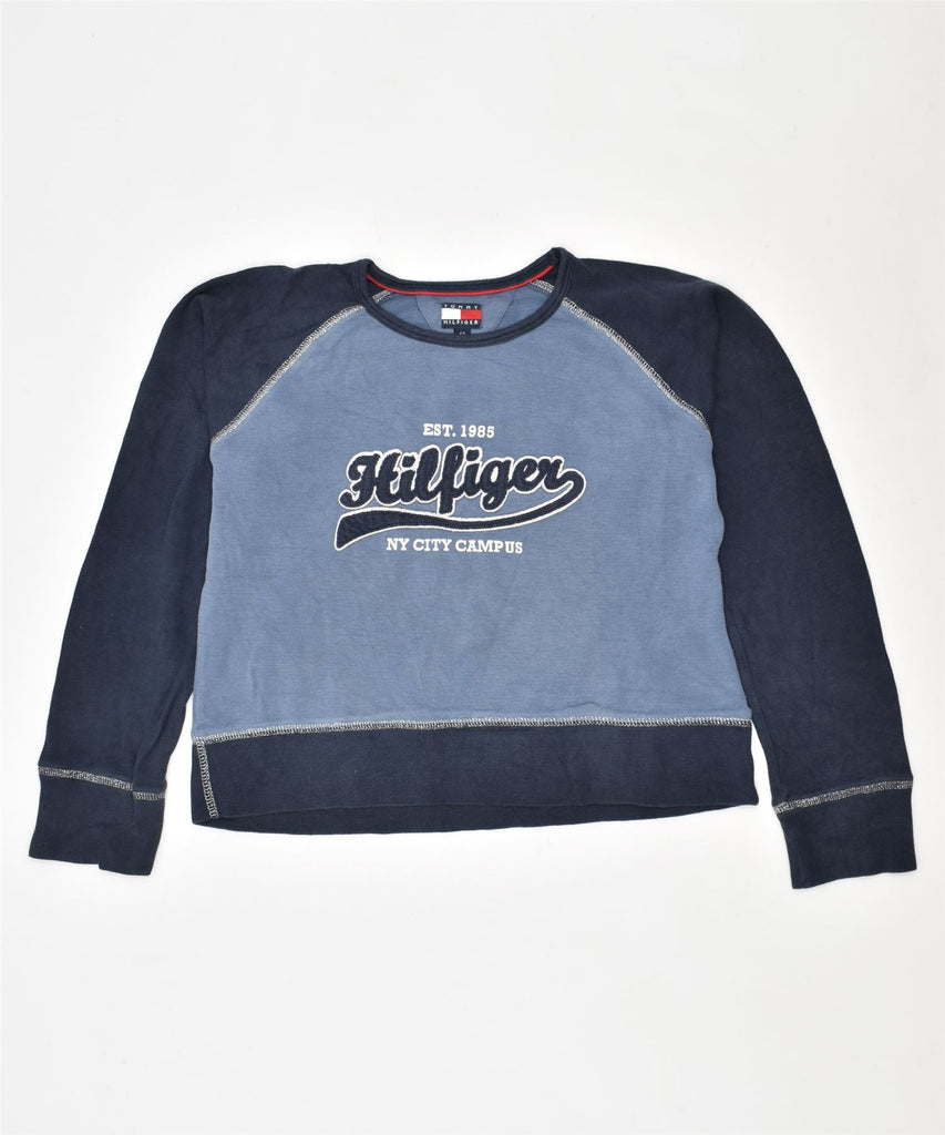 TOMMY HILFIGER Boys Graphic Sweatshirt Jumper 11-12 Years Blue Cotton | Vintage | Thrift | Second-Hand | Used Clothing | Messina Hembry 