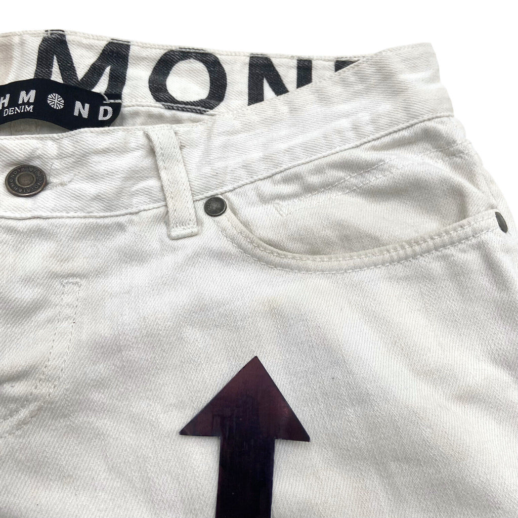 Richmond Denim Shorts | Vintage High End Luxury Designer White Custom Cut Jeans | Vintage Messina Hembry | Thrift | Second-Hand Messina Hembry | Used Clothing | Messina Hembry 