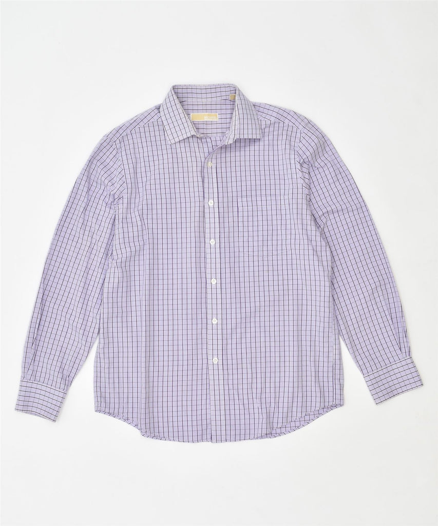 MICHAEL KORS Mens Long Sleeve Shirt Size 16 Large Purple Check Cotton | Vintage | Thrift | Second-Hand | Used Clothing | Messina Hembry 