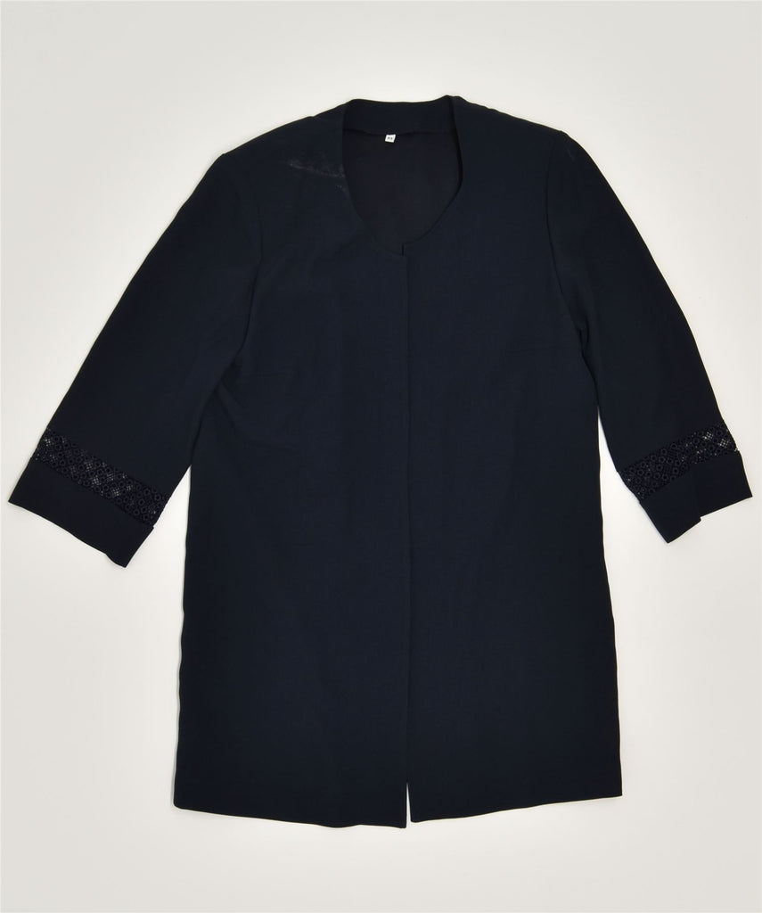 VINTAGE Womens 3/4 Sleeve Blazer Jacket UK 12 Medium Navy Blue | Vintage | Thrift | Second-Hand | Used Clothing | Messina Hembry 