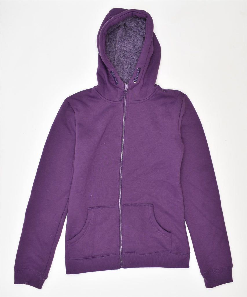 MOUTAIN WAREHOUSE Girls Zip Hoodie Sweater 12-13 Years Purple Polyester | Vintage | Thrift | Second-Hand | Used Clothing | Messina Hembry 