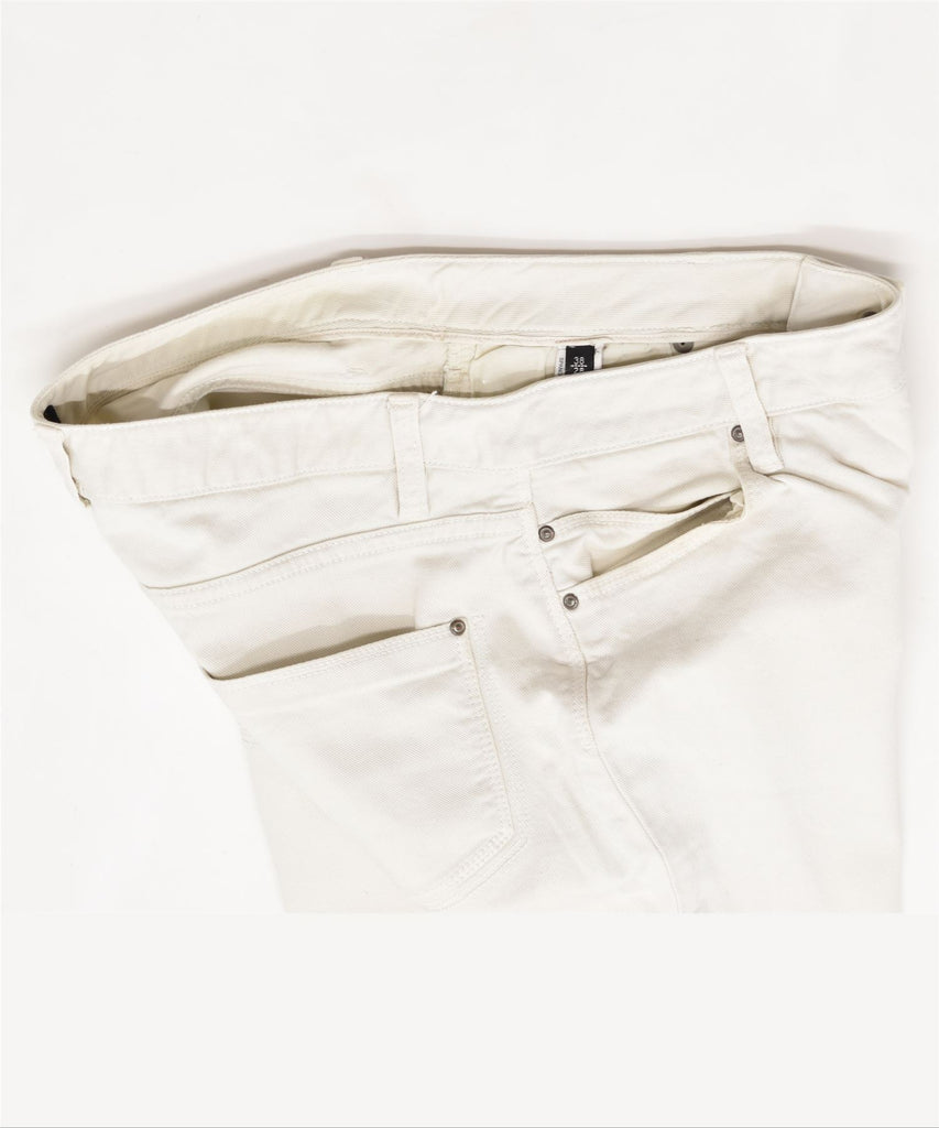 MASSIMO DUTTI Womens Straight Casual Trousers W28 L30 White Cotton | Vintage | Thrift | Second-Hand | Used Clothing | Messina Hembry 