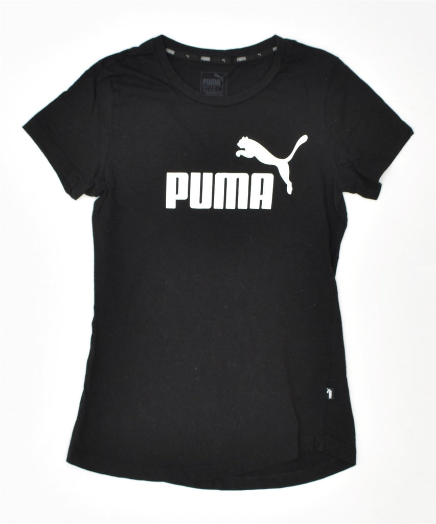 PUMA Womens Graphic T-Shirt Top UK 8 Small Black Cotton | Vintage | Thrift | Second-Hand | Used Clothing | Messina Hembry 