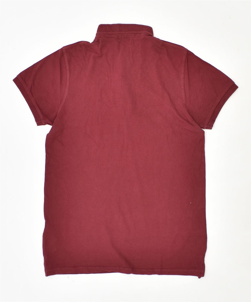 LIU JO Mens Slim Fit Button Neck T-Shirt Top Medium Burgundy Cotton | Vintage | Thrift | Second-Hand | Used Clothing | Messina Hembry 