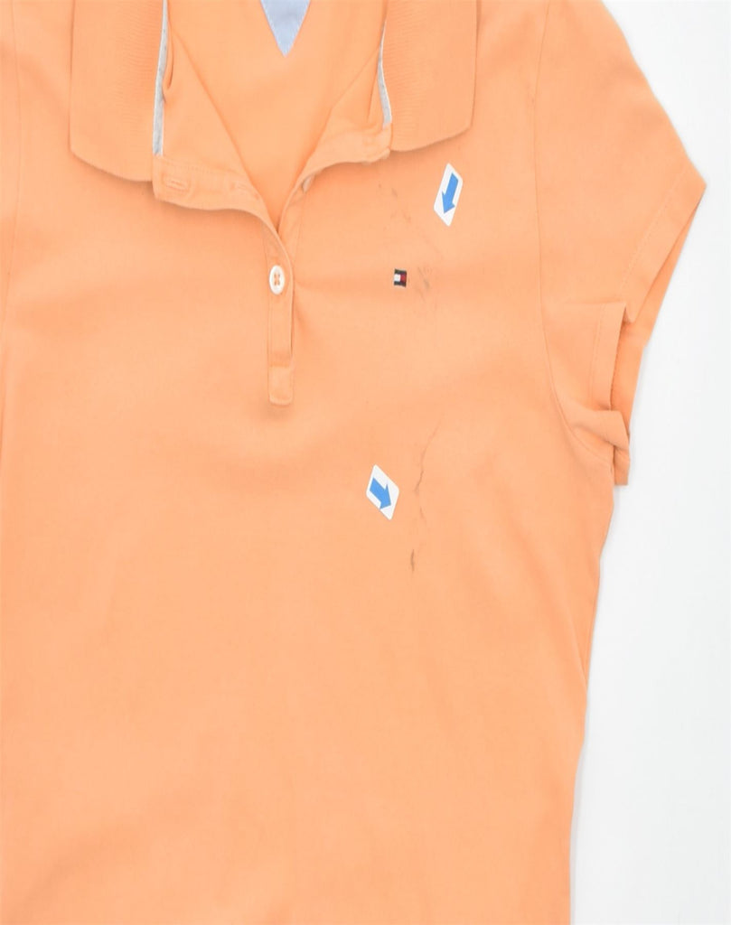 TOMMY HILFIGER Womens Slim Fit Polo Shirt UK 14 Large Orange Cotton | Vintage | Thrift | Second-Hand | Used Clothing | Messina Hembry 