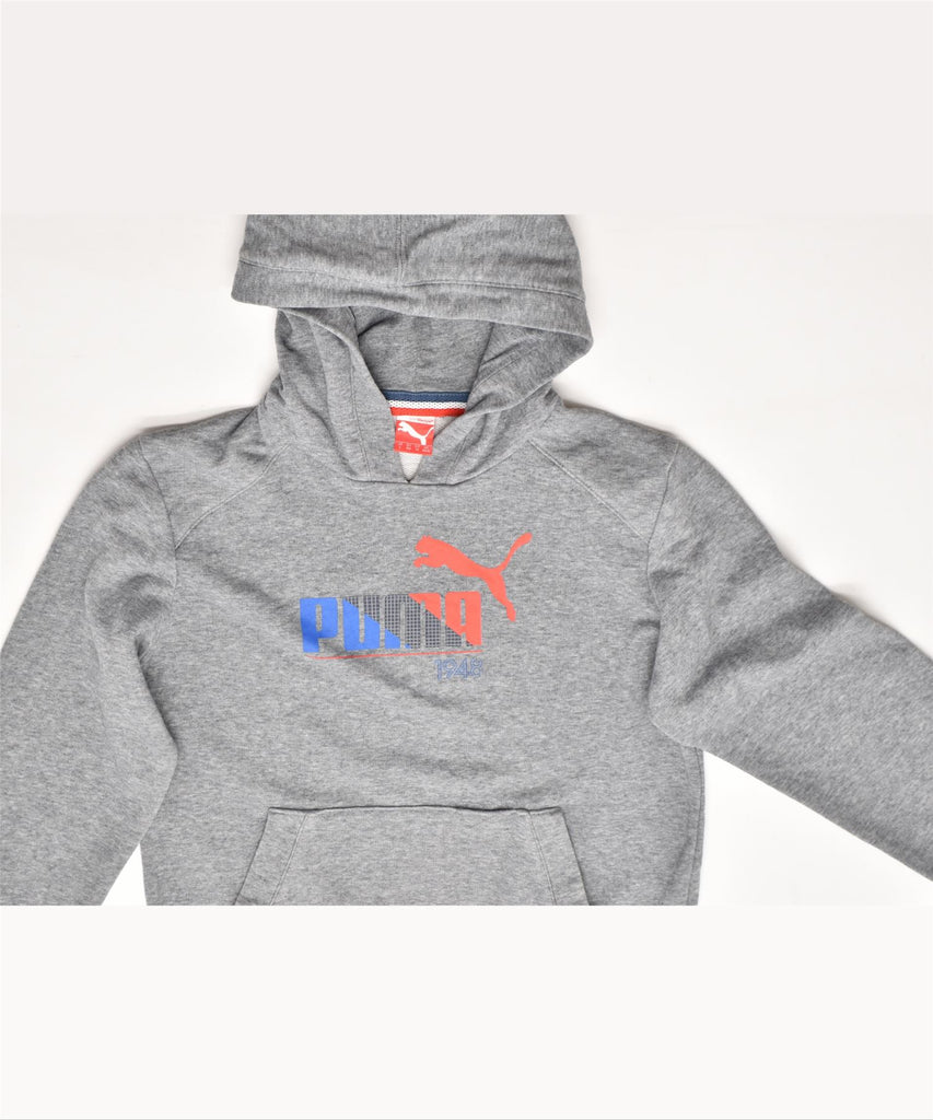 PUMA Boys Graphic Hoodie Jumper 11-12 Years Grey | Vintage | Thrift | Second-Hand | Used Clothing | Messina Hembry 