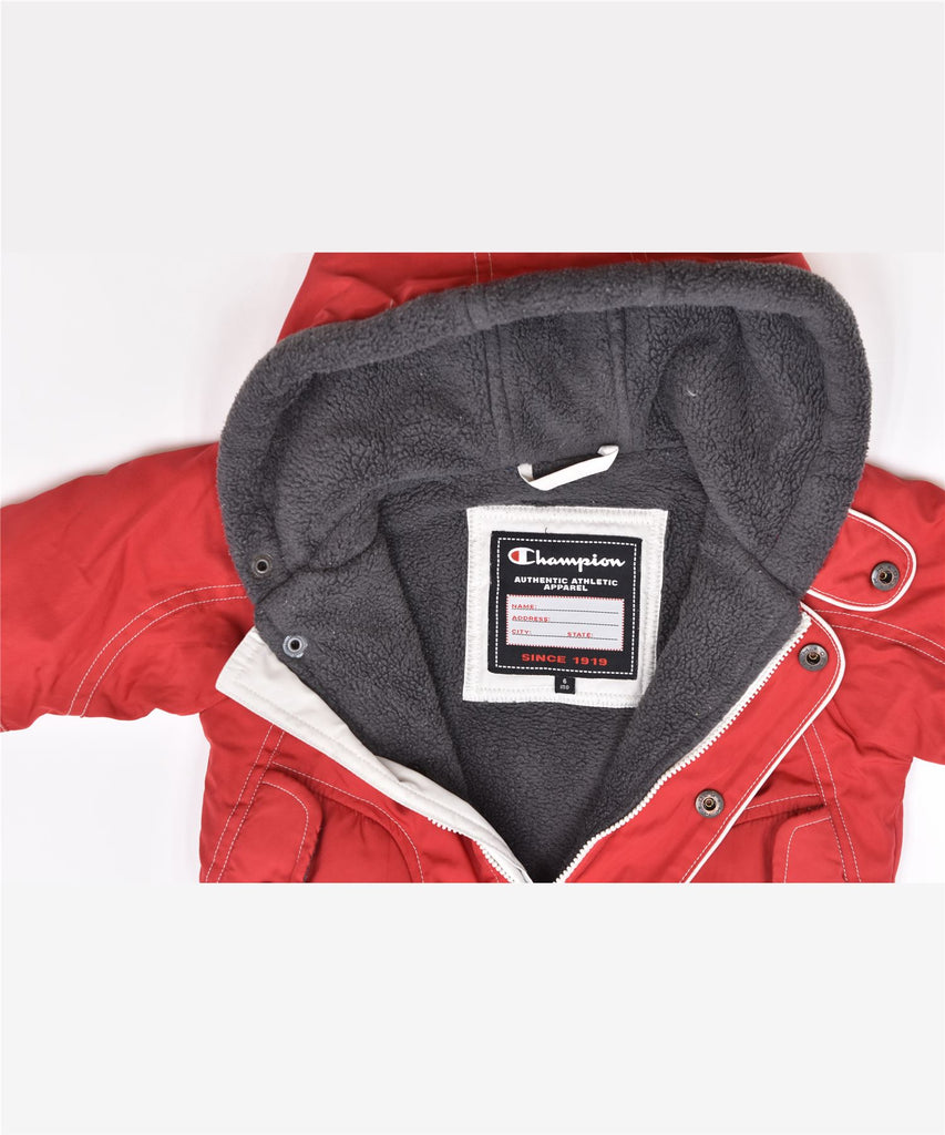 CHAMPION Boys Hooded Padded Jacket 3-6 Months Red Polyester | Vintage | Thrift | Second-Hand | Used Clothing | Messina Hembry 