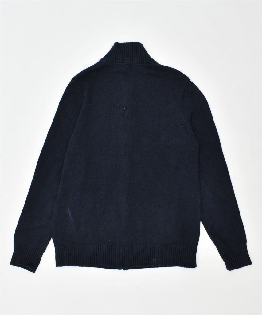 CREW CLOTHING Mens Cardigan Sweater Small Navy Blue Cotton | Vintage | Thrift | Second-Hand | Used Clothing | Messina Hembry 