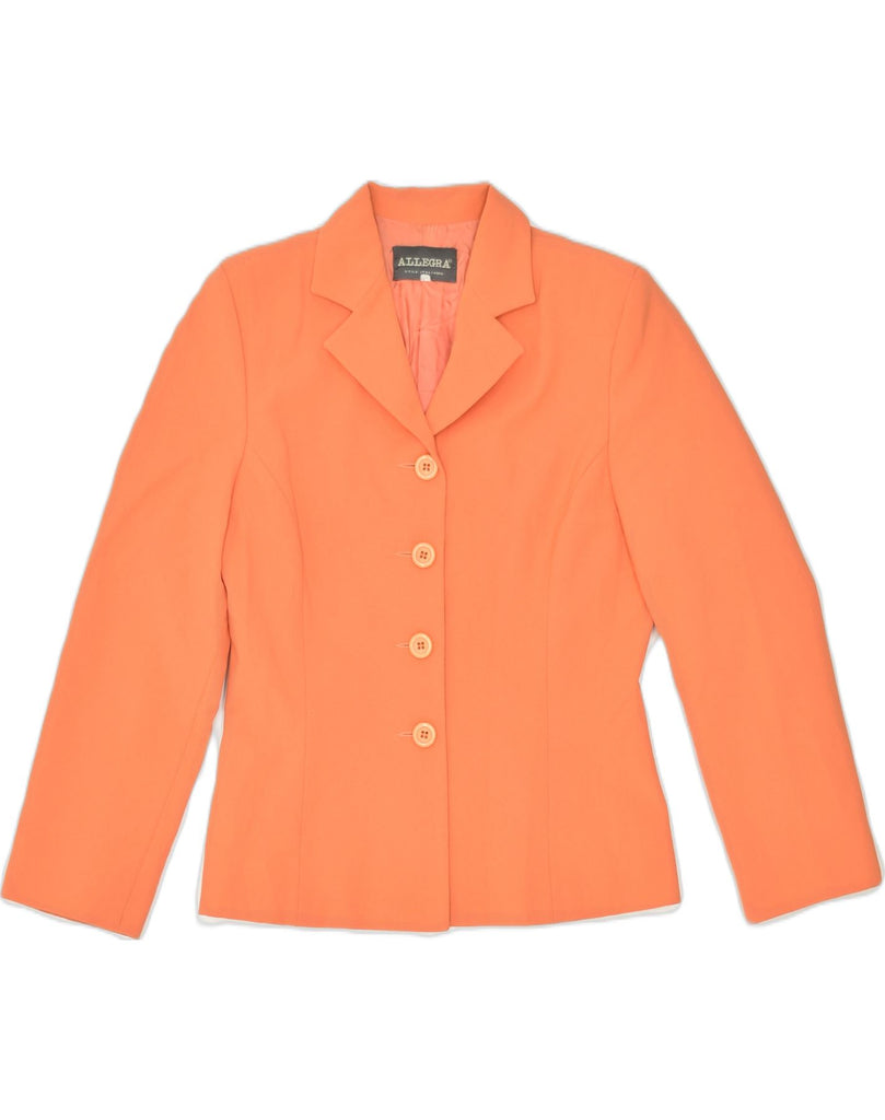 ALLEGRA Womens 4 Button Blazer Jacket IT 42 Medium Orange Polyester | Vintage | Thrift | Second-Hand | Used Clothing | Messina Hembry 