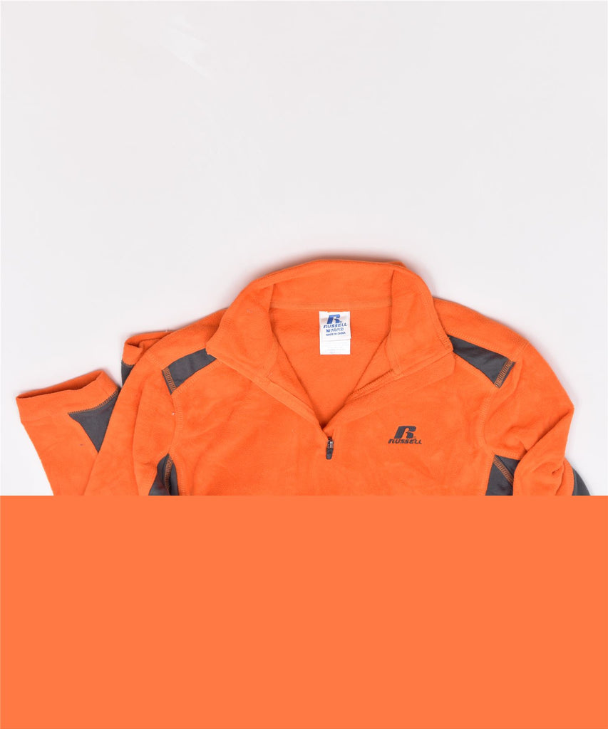 RUSSELL ATHLETIC Boys Zip Neck Fleece Jumper 10-11 Years Medium Orange | Vintage | Thrift | Second-Hand | Used Clothing | Messina Hembry 