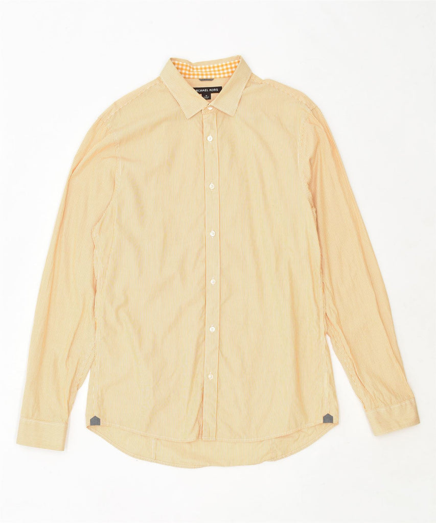 MICHAEL KORS Mens Slim Fit Shirt Medium Yellow Striped Cotton | Vintage | Thrift | Second-Hand | Used Clothing | Messina Hembry 