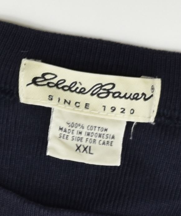 EDDIE BAUER Womens Top Long Sleeve UK 20 2XL Navy Blue Cotton | Vintage | Thrift | Second-Hand | Used Clothing | Messina Hembry 
