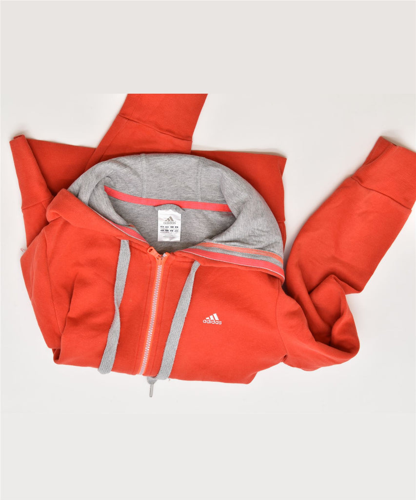 ADIDAS Womens Zip Hoodie Sweater UK 8/10 Small Red Cotton | Vintage | Thrift | Second-Hand | Used Clothing | Messina Hembry 