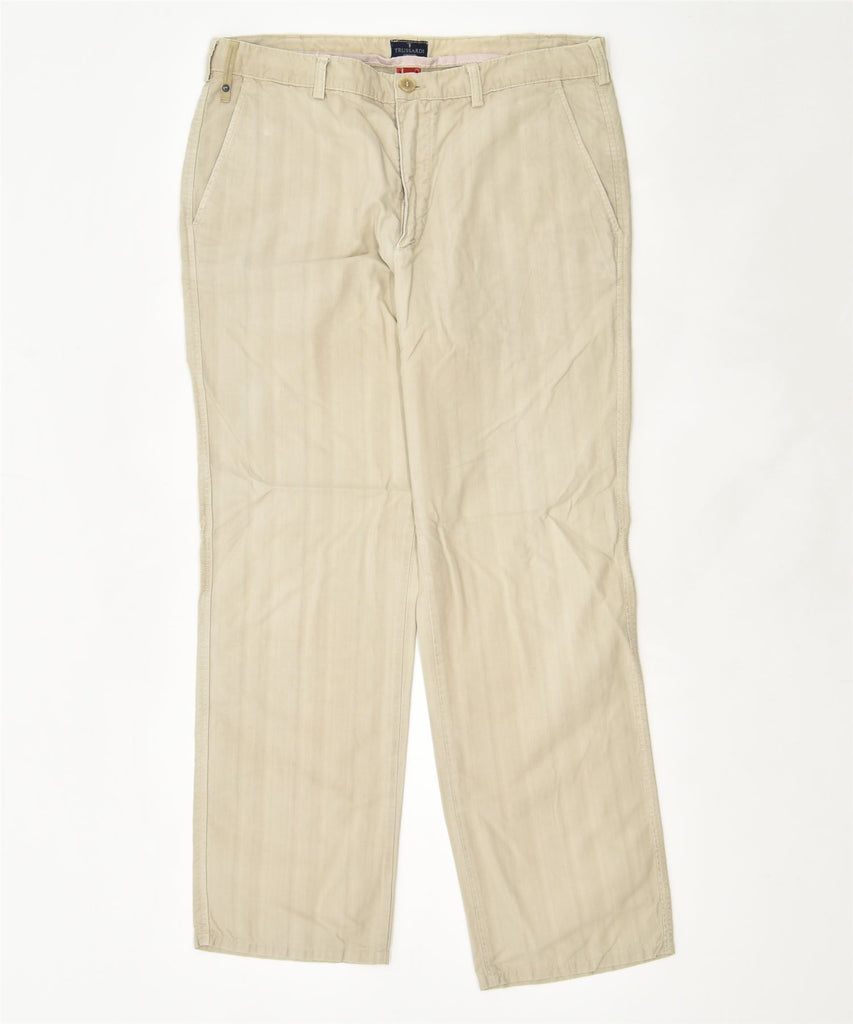 TRUSSARDI Mens Straight Chino Trousers IT 52 XL W36 L29 Beige Cotton | Vintage | Thrift | Second-Hand | Used Clothing | Messina Hembry 