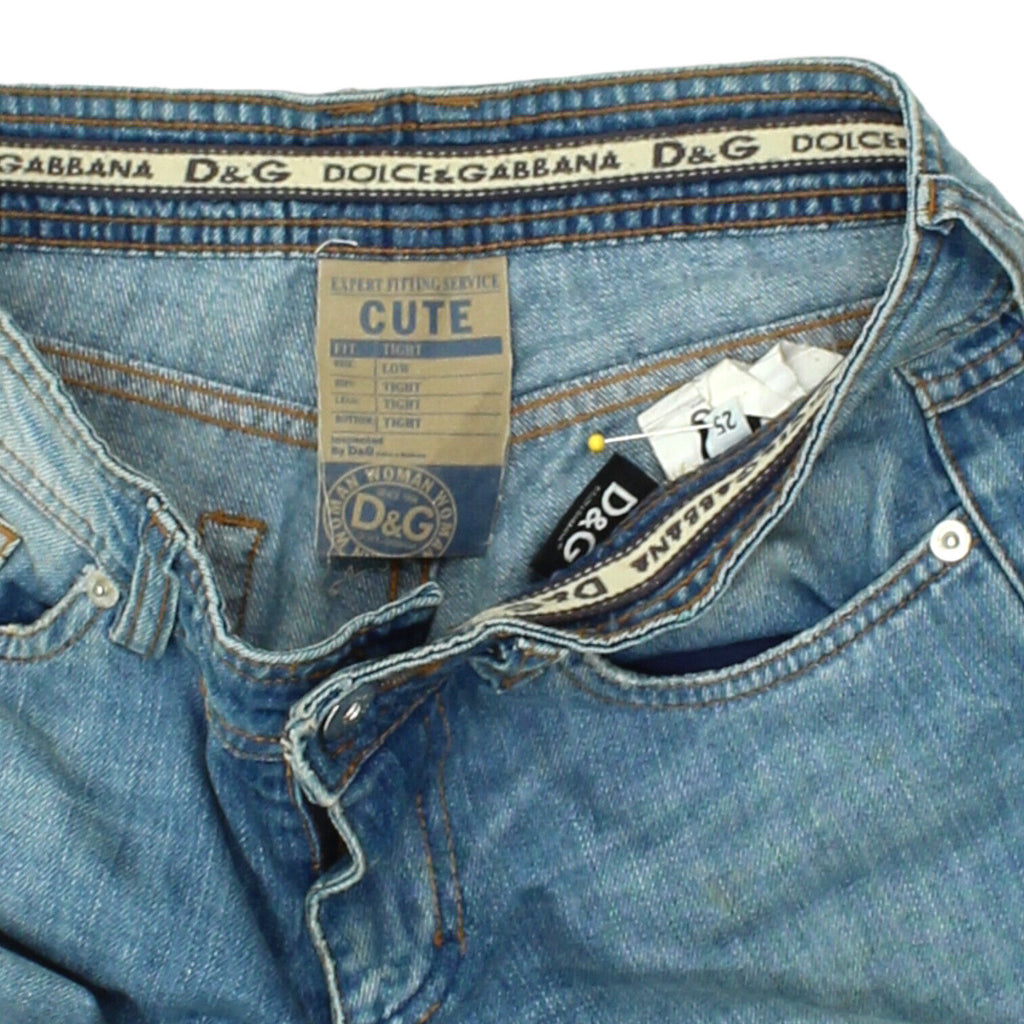 Dolce & Gabbana Cute Womens Blue Low Rise Slim Jeans | Vintage Designer Denim | Vintage Messina Hembry | Thrift | Second-Hand Messina Hembry | Used Clothing | Messina Hembry 