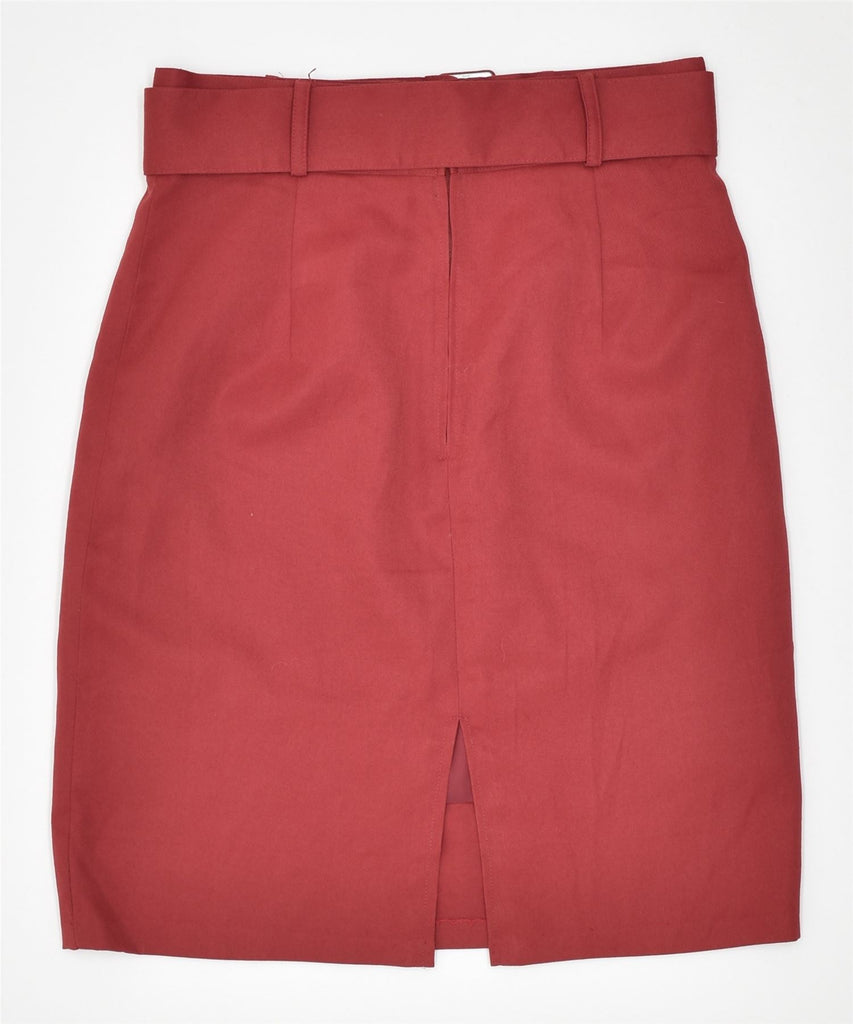 VINTAGE Womens Slim Midi Skirt IT 44 Medium W26 Red Polyester | Vintage | Thrift | Second-Hand | Used Clothing | Messina Hembry 