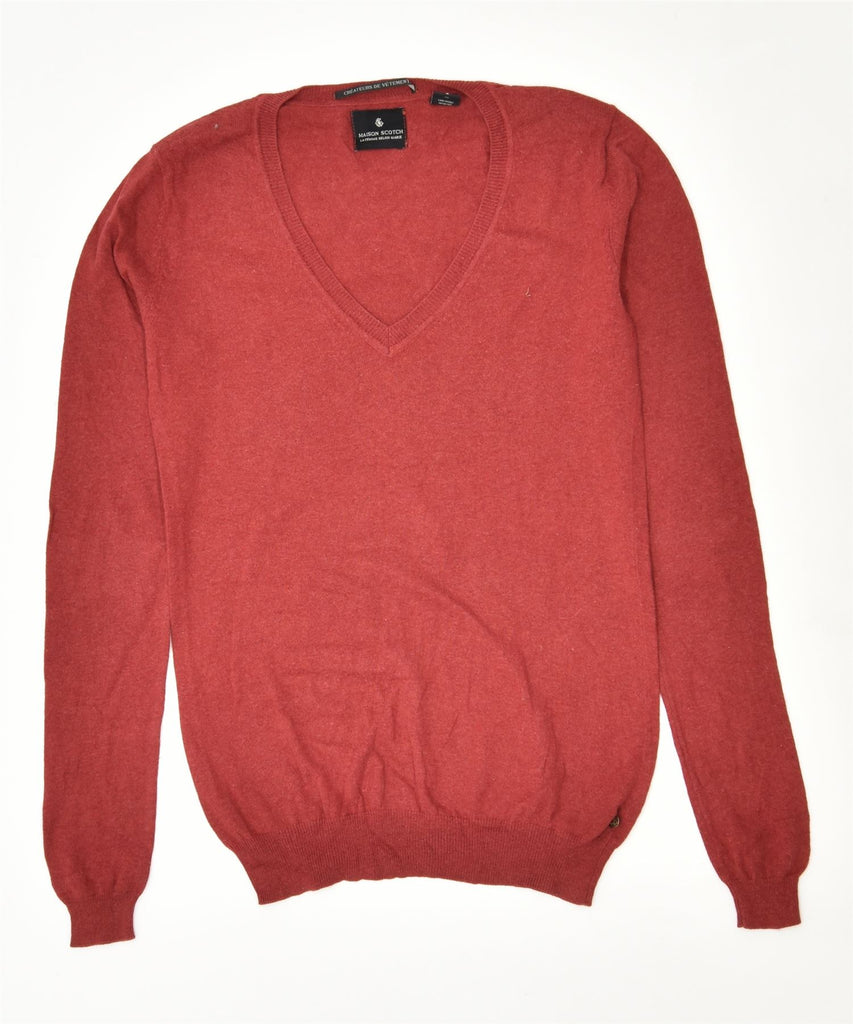 MAISON SCOTCH Mens V-Neck Jumper Sweater Small Red Cotton Vintage | Vintage | Thrift | Second-Hand | Used Clothing | Messina Hembry 