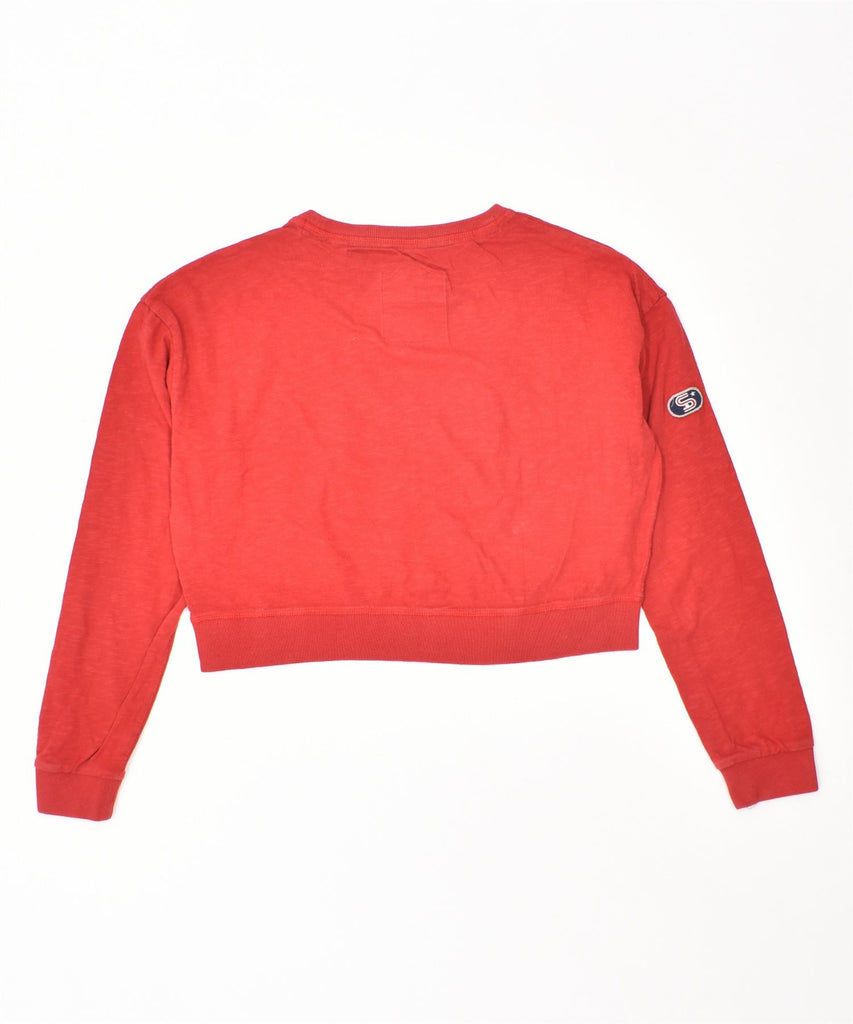 SUPERDRY Womens Graphic Oversized Sweatshirt Jumper UK 6 XS Red Cotton | Vintage | Thrift | Second-Hand | Used Clothing | Messina Hembry 