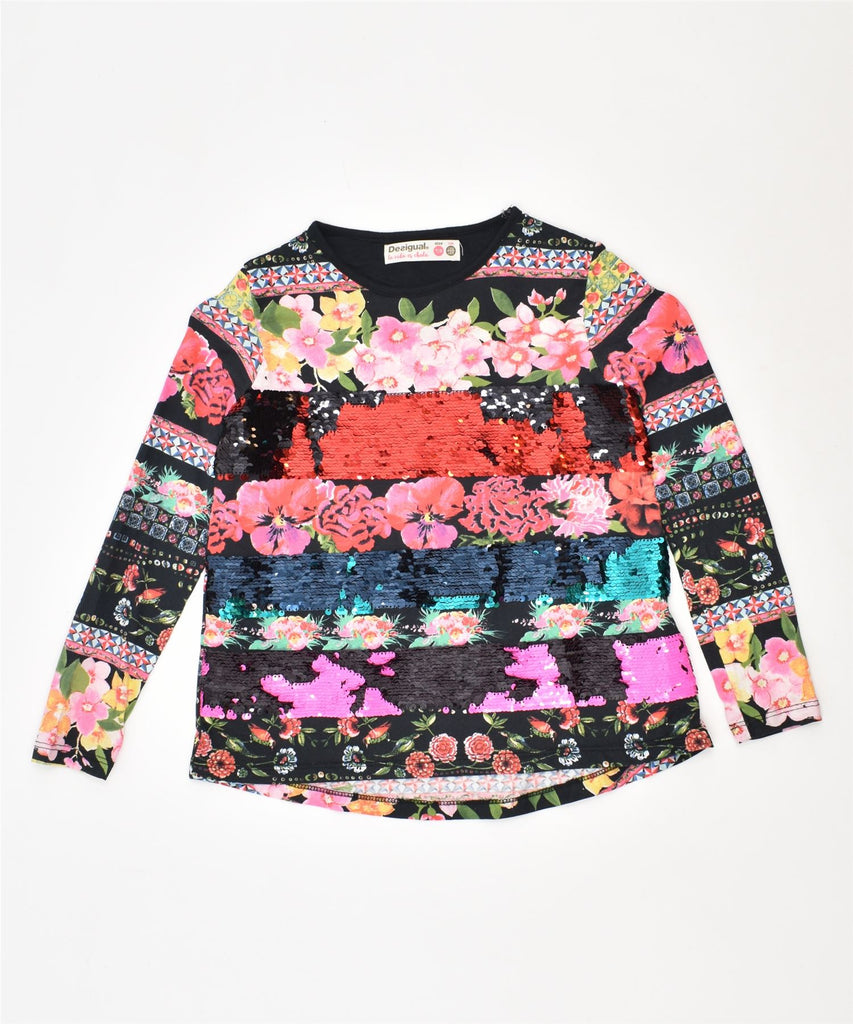 DESIGUAL Girls Top Long Sleeve 7-8 Years Multicoloured Floral Cotton | Vintage | Thrift | Second-Hand | Used Clothing | Messina Hembry 