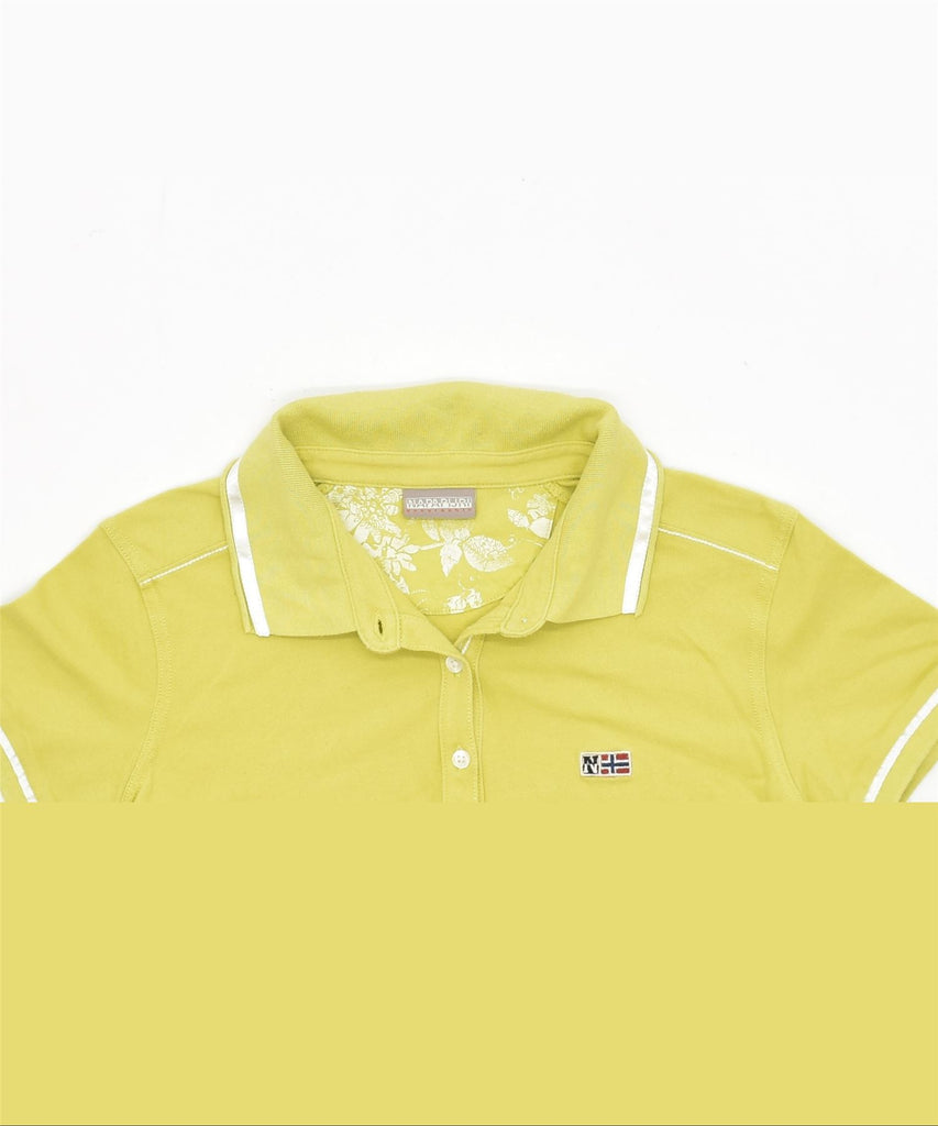 NAPAPIJRI Womens Polo Shirt UK 12 Medium Yellow Cotton | Vintage | Thrift | Second-Hand | Used Clothing | Messina Hembry 