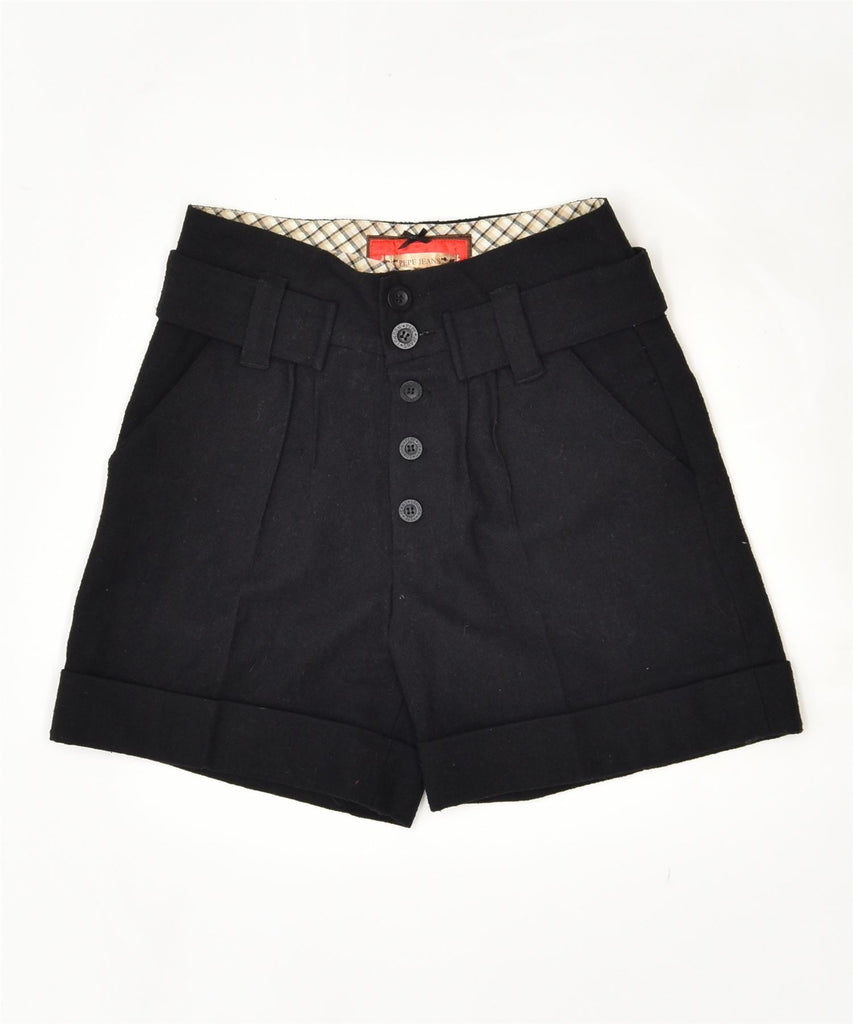 PEPE JEANS Womens High Waist Casual Shorts W26 Small Black Polyester | Vintage | Thrift | Second-Hand | Used Clothing | Messina Hembry 