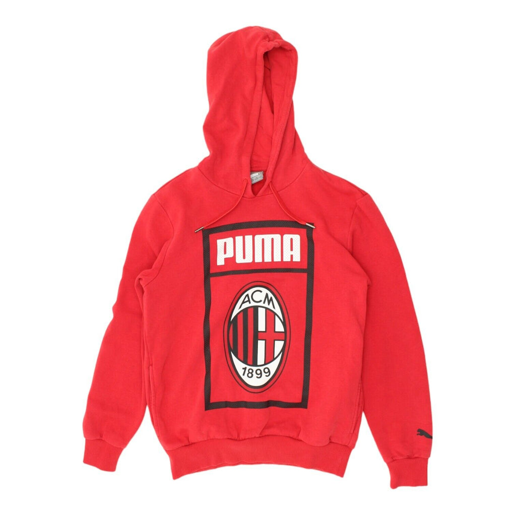 AC Milan Mens Red Puma Pullover Hoodie | Italian Football Sportswear Hoody VTG | Vintage Messina Hembry | Thrift | Second-Hand Messina Hembry | Used Clothing | Messina Hembry 