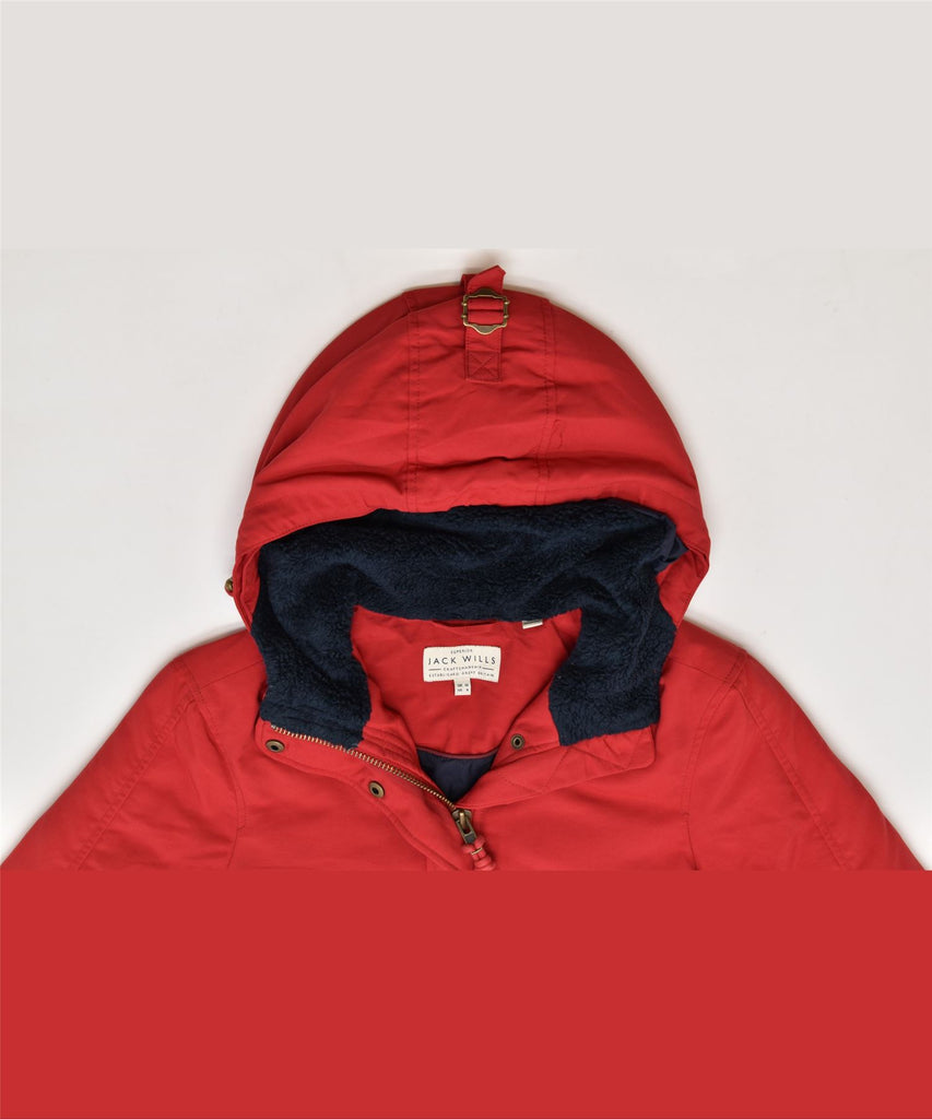 JACK WILLS Womens Hooded Padded Jacket UK 10 Small Red Polyester | Vintage | Thrift | Second-Hand | Used Clothing | Messina Hembry 